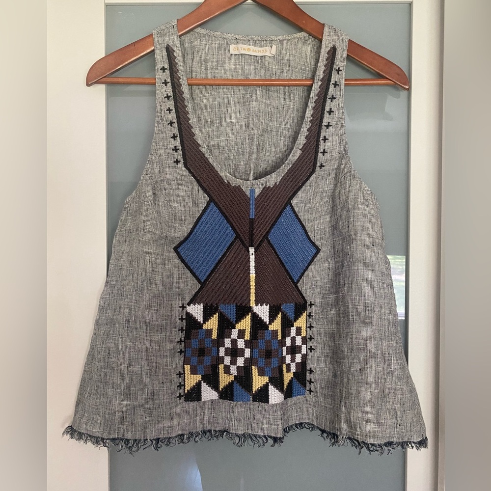 Anthropologie Of Two Minds Linen Tribal A-Line Tank